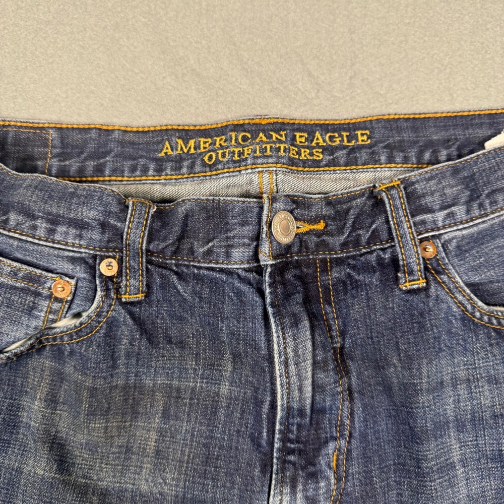 American Eagle Outfitters Original Boot Mens 34x32 Dark Wash Blue Denim Jeans - Picture 5 of 14
